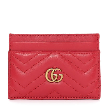 Gucci Calfskin Matelasse GG Marmont Card Holder Hibiscus Red 1 of 8