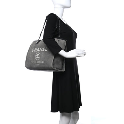 Chanel Canvas Small Deauville Tote Grey 2 of 10