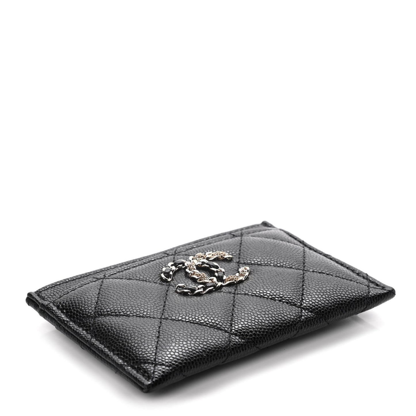 Caviar Quilted French New Wave Card Holder Black