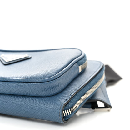 Prada Saffiano Travel Double Zip Crossbody Belt Bag Cobalto 9 of 10