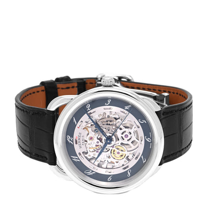 Hermes Stainless Steel Alligator 41mm Arceau Squelette Automatic Watch Noir 2 of 5