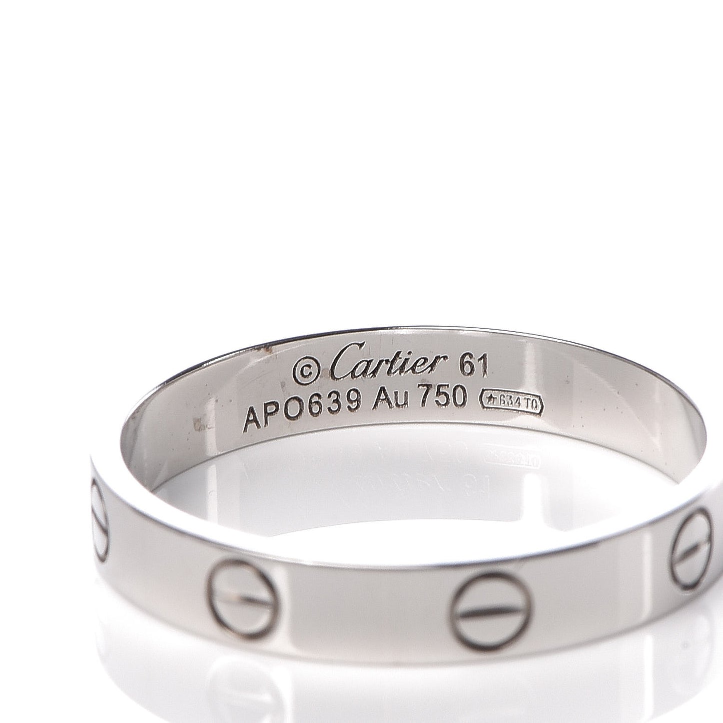 18K White Gold 3.5mm LOVE Wedding Band Ring 61 9.5