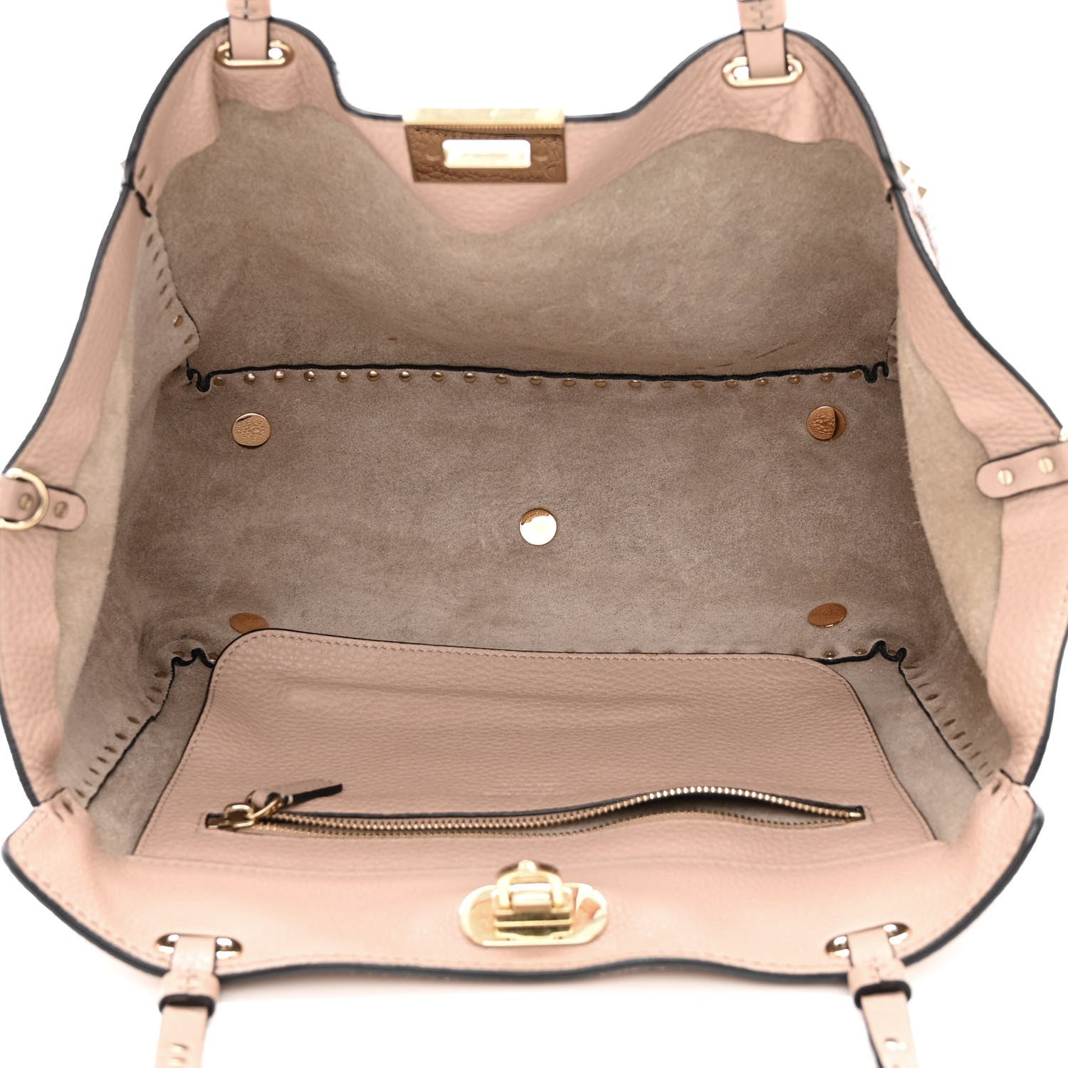 Valentino Garavani Pebbled Calfskin Medium Rockstud Tote Poudre 5 of 15