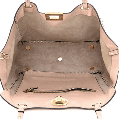 Valentino Garavani Pebbled Calfskin Medium Rockstud Tote Poudre 5 of 15