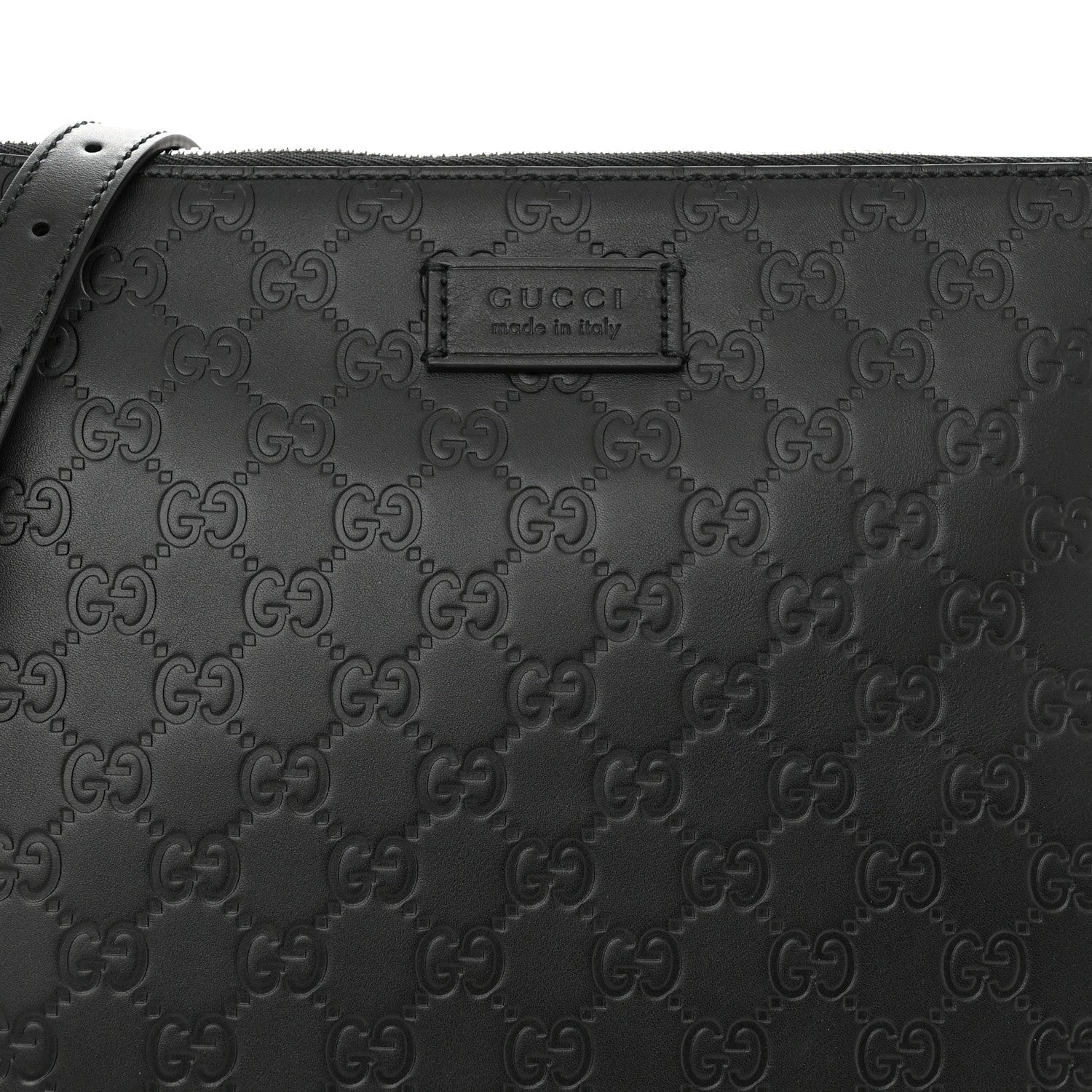 Gucci Guccissima Medium Flat Messenger Bag Black 8 of 9