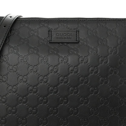 Gucci Guccissima Medium Flat Messenger Bag Black 8 of 9