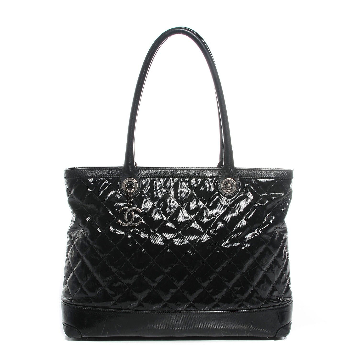 Chanel Calfskin Coated Canvas Quilted Tote Black 1 of 7