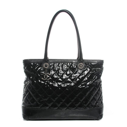 Chanel Calfskin Coated Canvas Quilted Tote Black 1 of 7