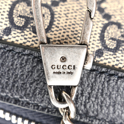 Gucci GG Supreme Monogram Textured Dollar Calfskin Web Mini Ophidia Half Moon Hobo Beige Blue 6 of 11