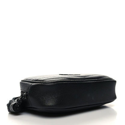 Saint Laurent Grain De Poudre Matelasse Monochrome Monogram Mini Lou Camera Bag Black 4 of 11
