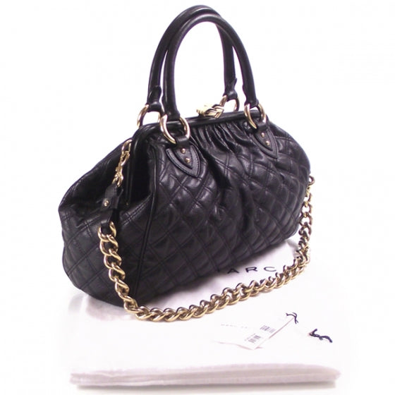 Quilted Leather Stam Black