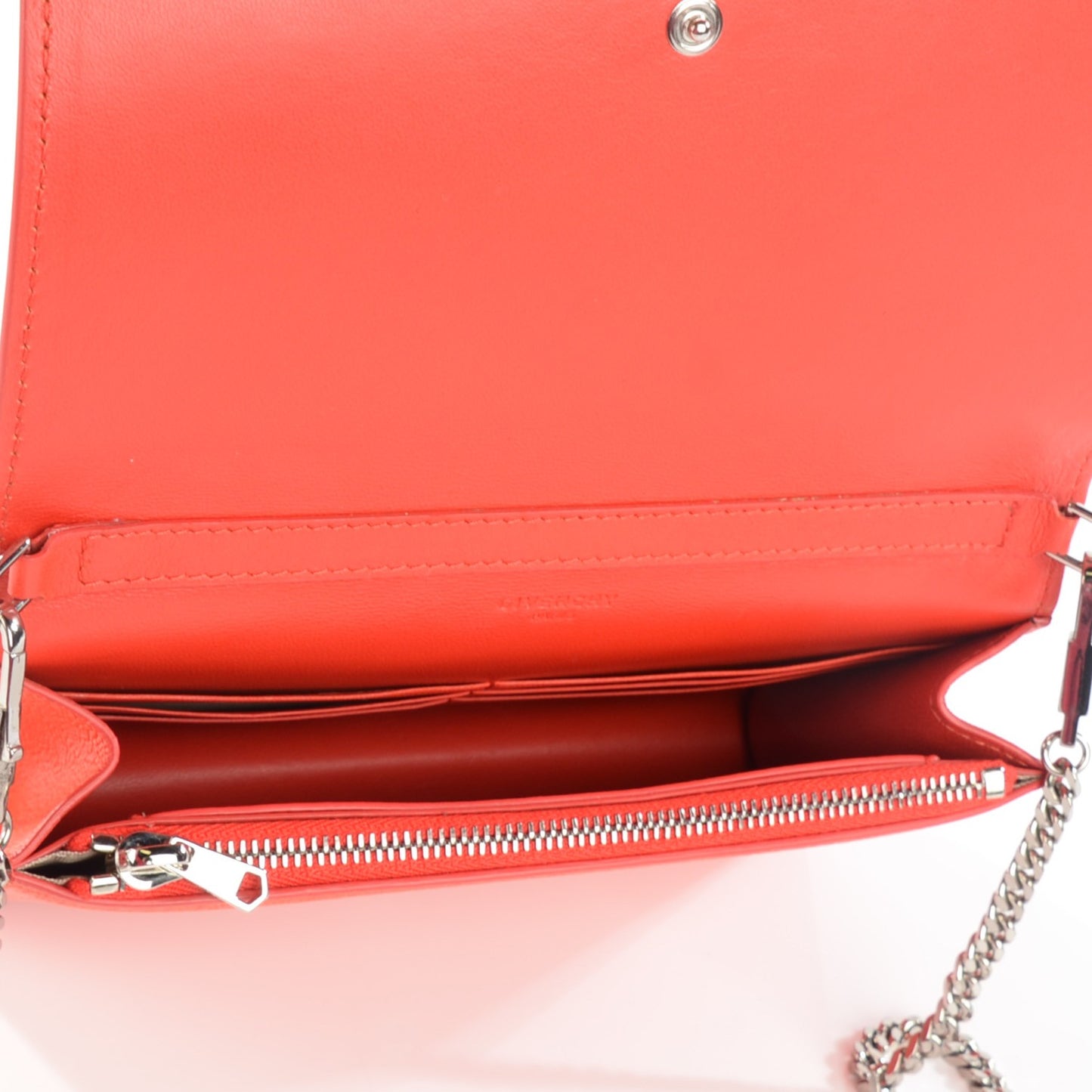 Sugar Goatskin Pandora Chain Wallet Bright Orange