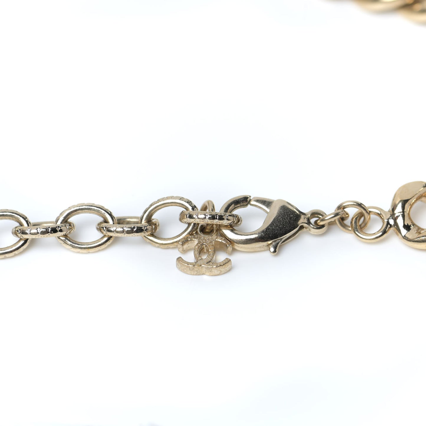 Crystal Chain Short Logo Necklace Gold