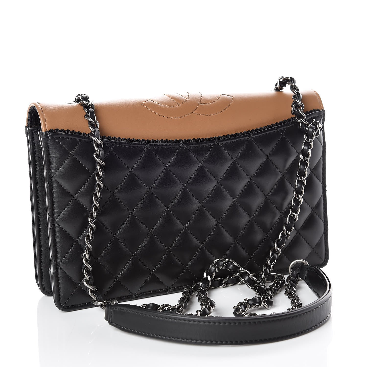 Chanel Calfskin Quilted Small Ballerine Flap Black Beige 3 of 9