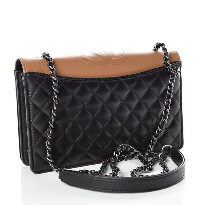 Chanel Calfskin Quilted Small Ballerine Flap Black Beige 3 of 9
