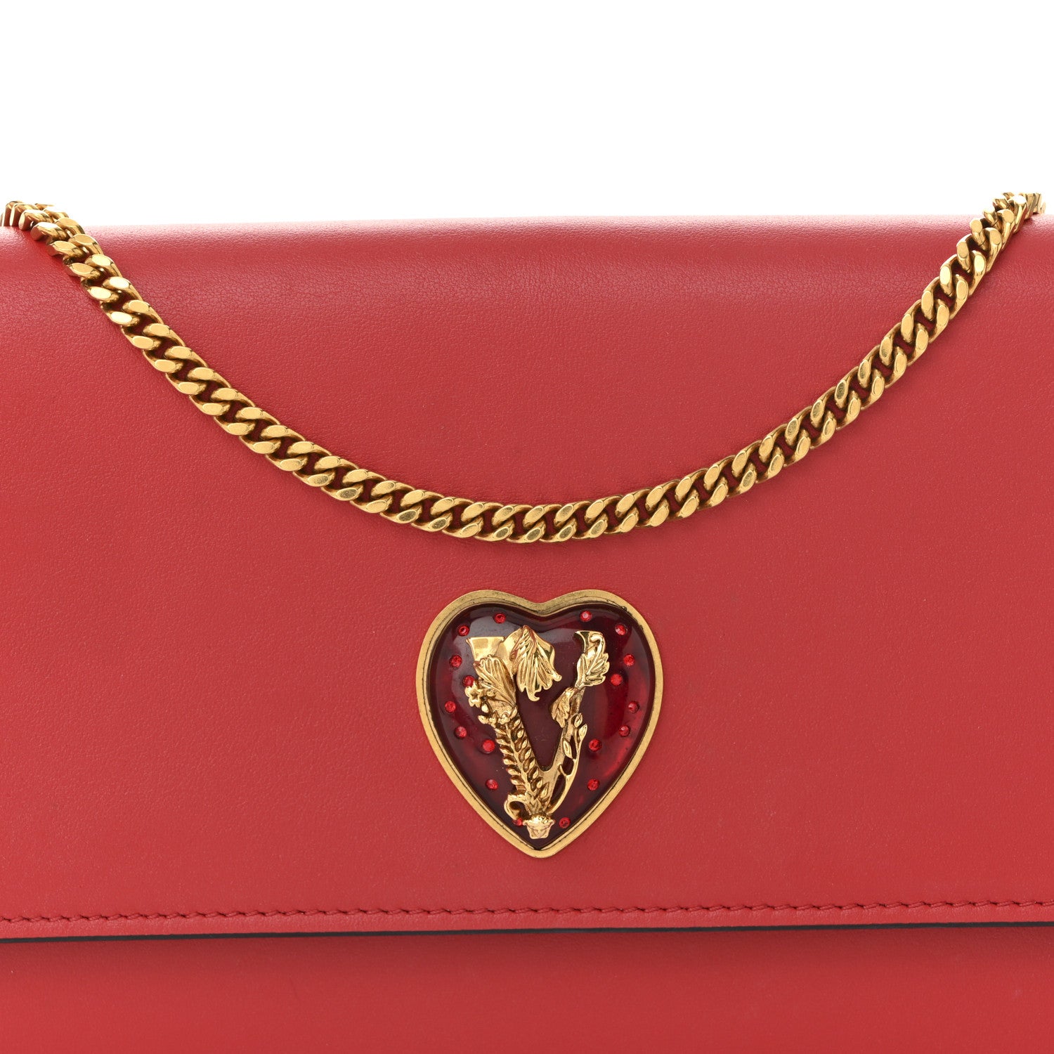 Versace Vitello Virtus V-Mine Wallet on Chain Red 1769265