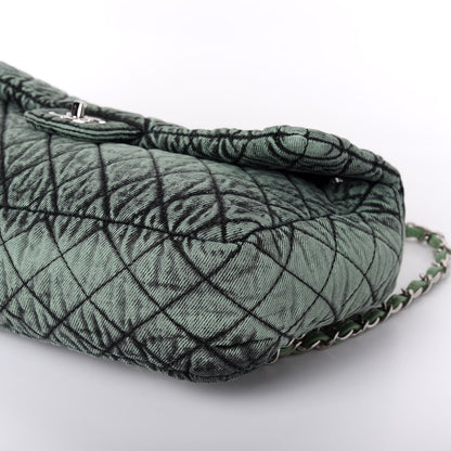Chanel Denim Quilted Denimpression Flap Green Black 8 of 9