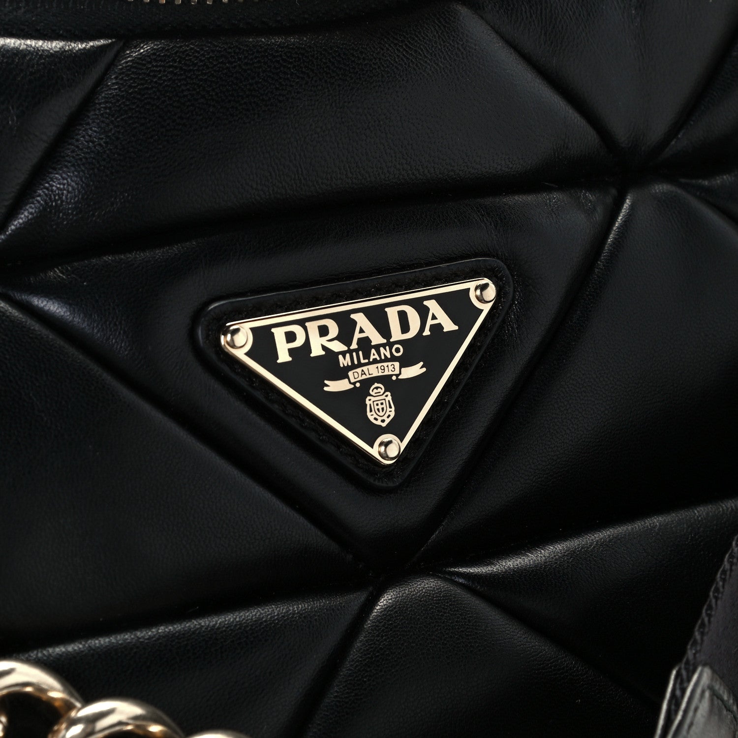 Prada Nappa Re-Nylon Triangle Quilted Patchwork System Shoulder Bag Black 8 of 12
