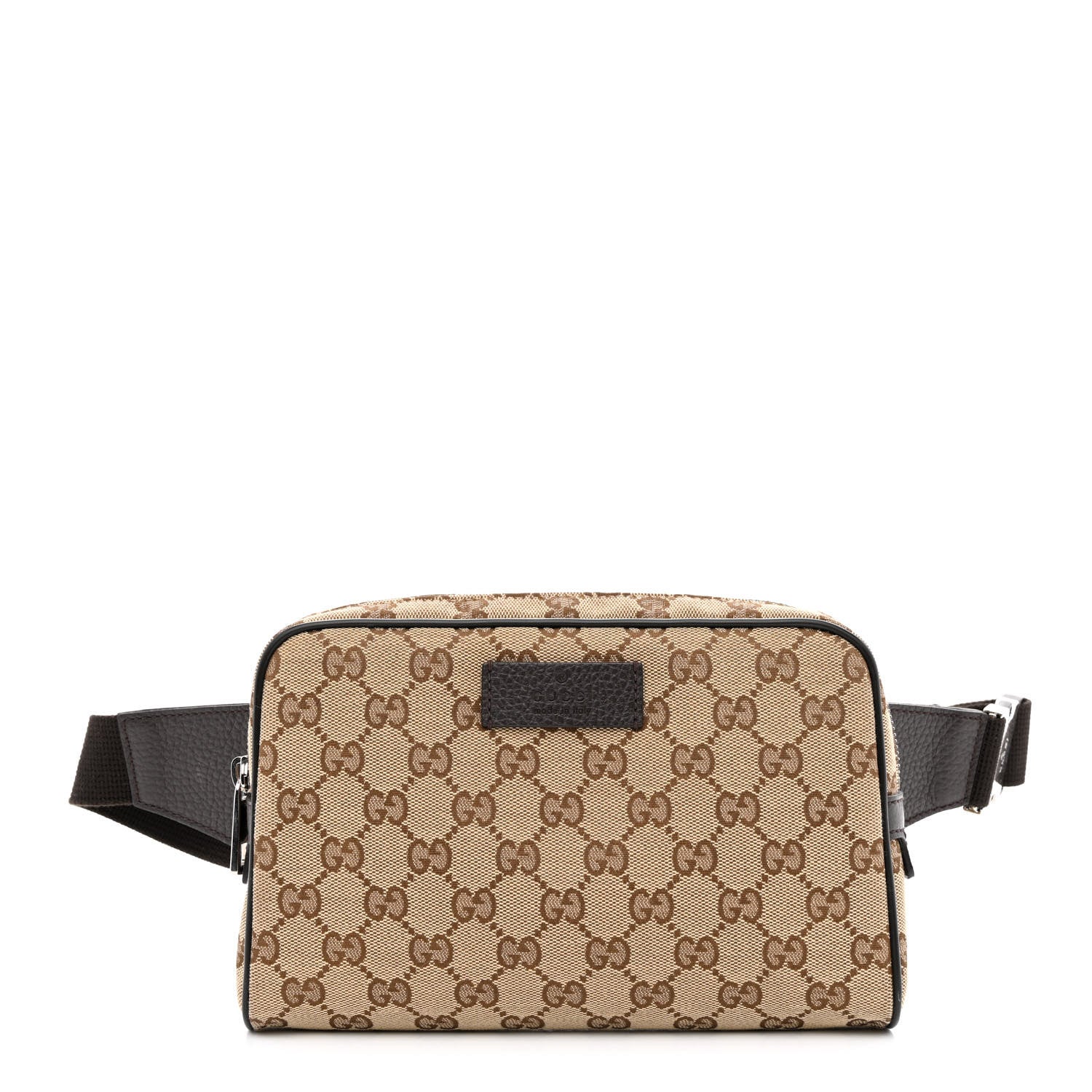 Gucci Monogram Dollar Calfskin Belt Bag Beige Ebony Testa di Moro Marrone Scuro 1 of 10