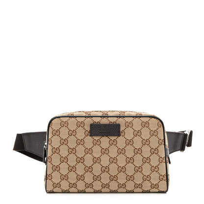 Gucci Monogram Dollar Calfskin Belt Bag Beige Ebony Testa di Moro Marrone Scuro 1 of 10
