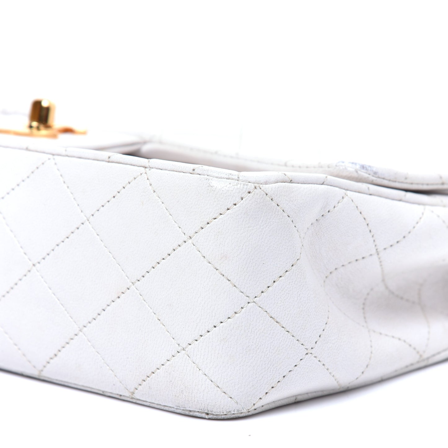 Lambskin Quilted Medium Double Flap White