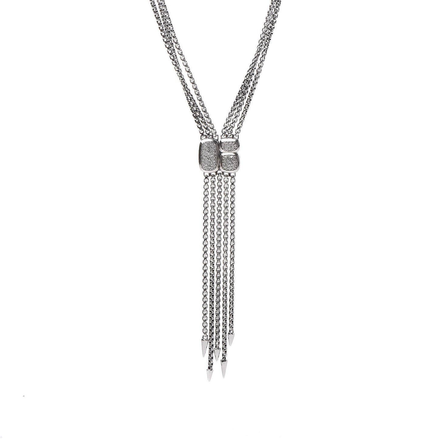 Sterling Silver Diamond Pave Confetti Drop Necklace