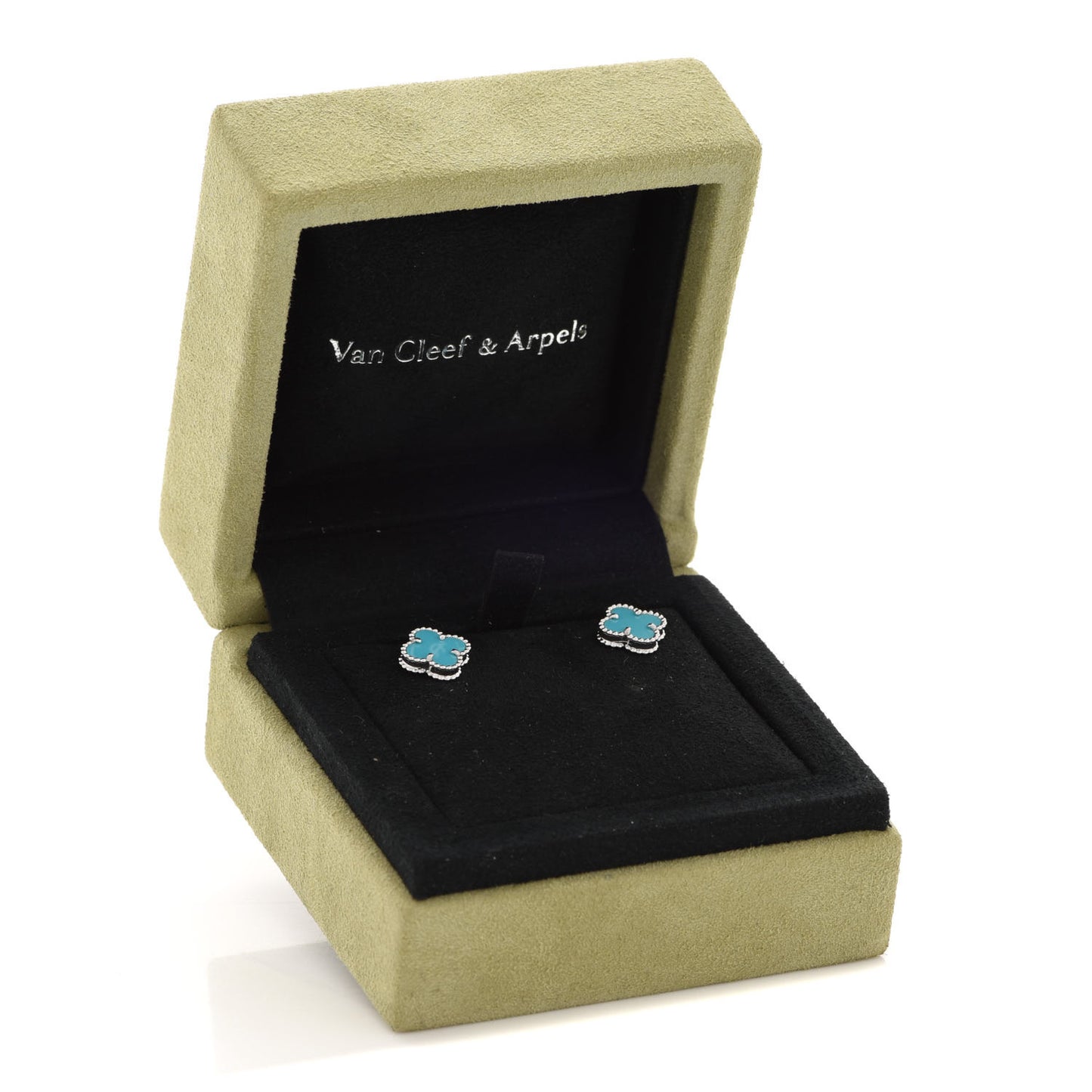 18K White Gold Turquoise Sweet Alhambra Earrings