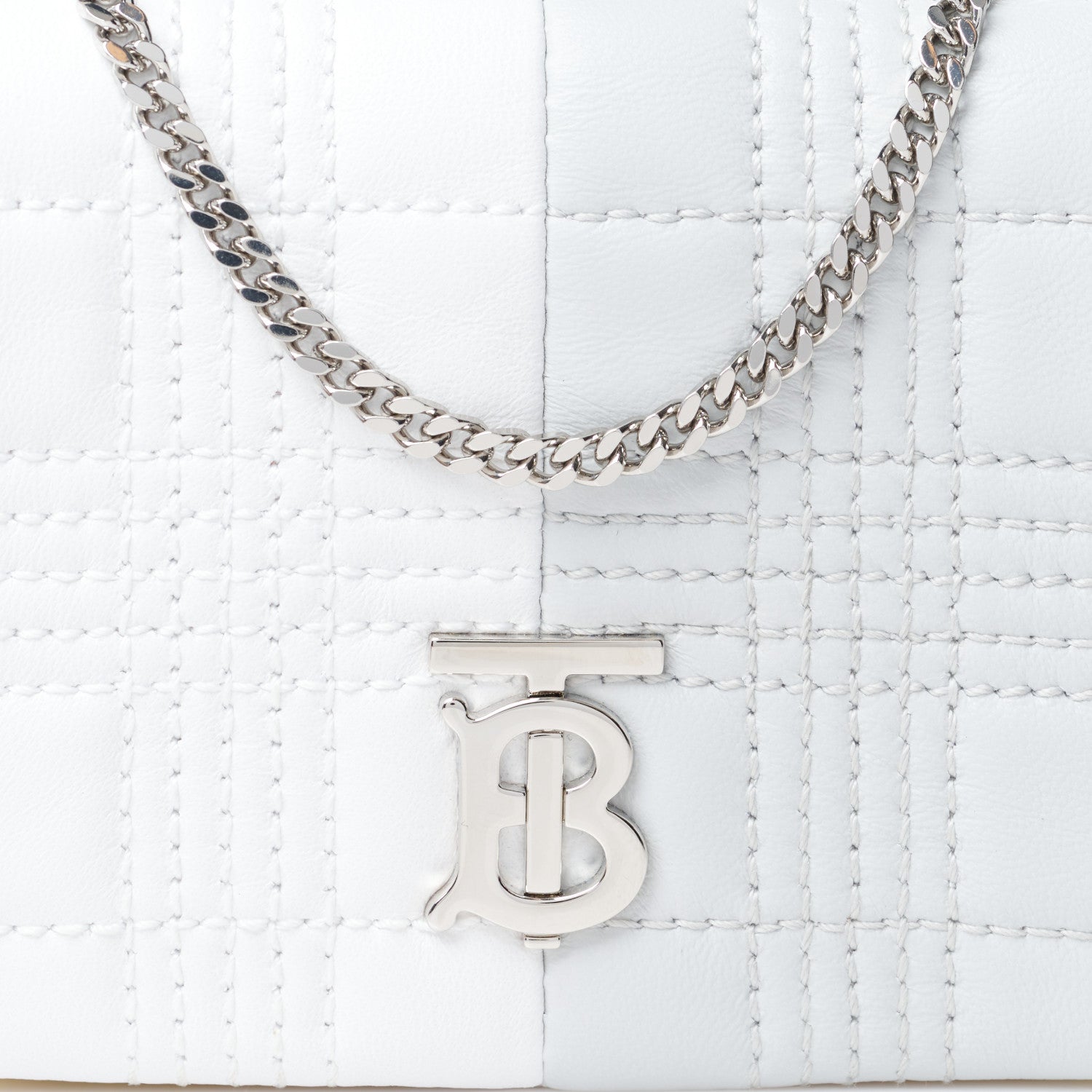 Burberry Lambskin Quilted Mini Lola Bag White Grey Yellow 7 of 10