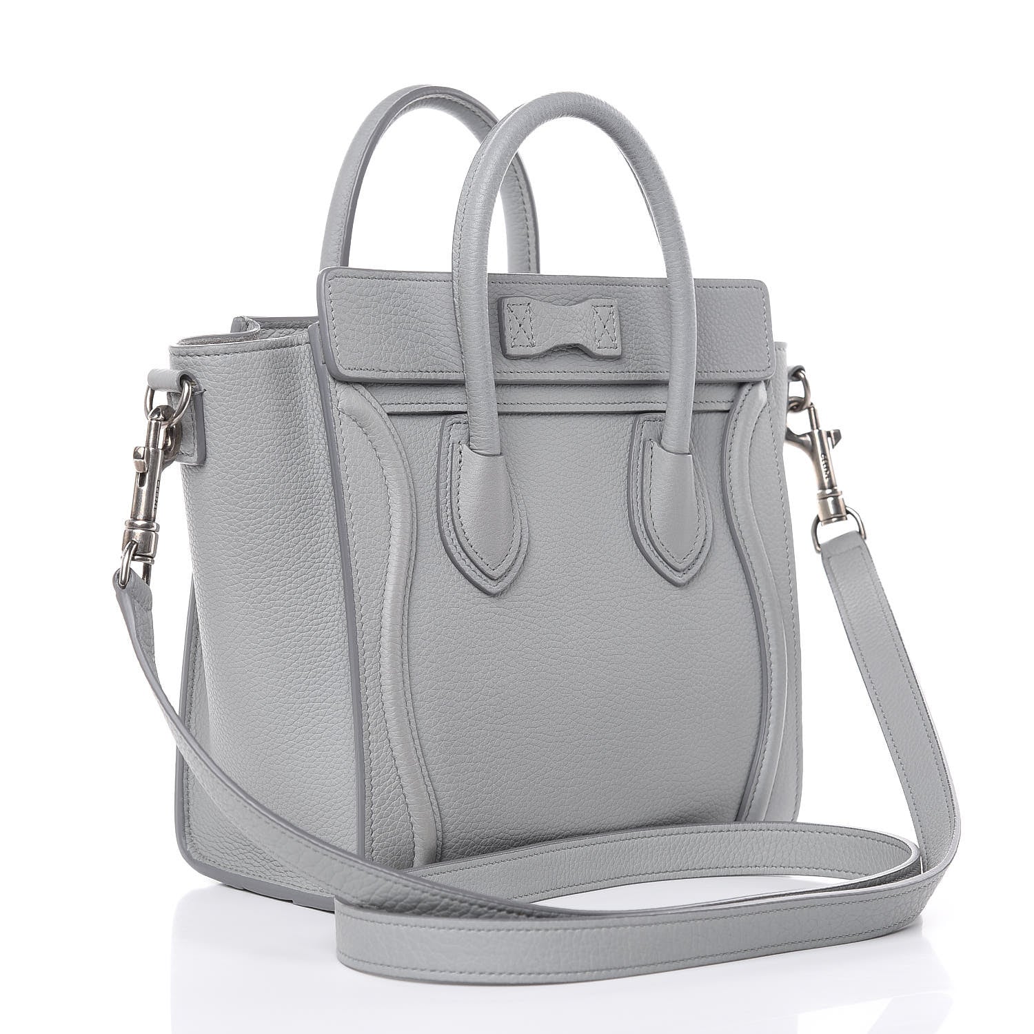 Celine Drummed Calfskin Nano Luggage Pearl Blue 3 of 15