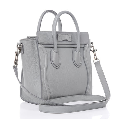 Celine Drummed Calfskin Nano Luggage Pearl Blue 3 of 15