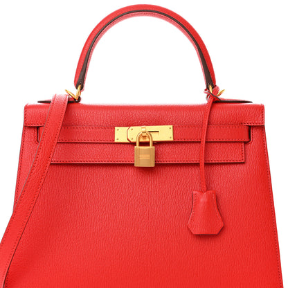Hermes Chevre Mysore Horseshoe Kelly Sellier 28 Rouge De Coeur Rose Pourpre 9 of 11