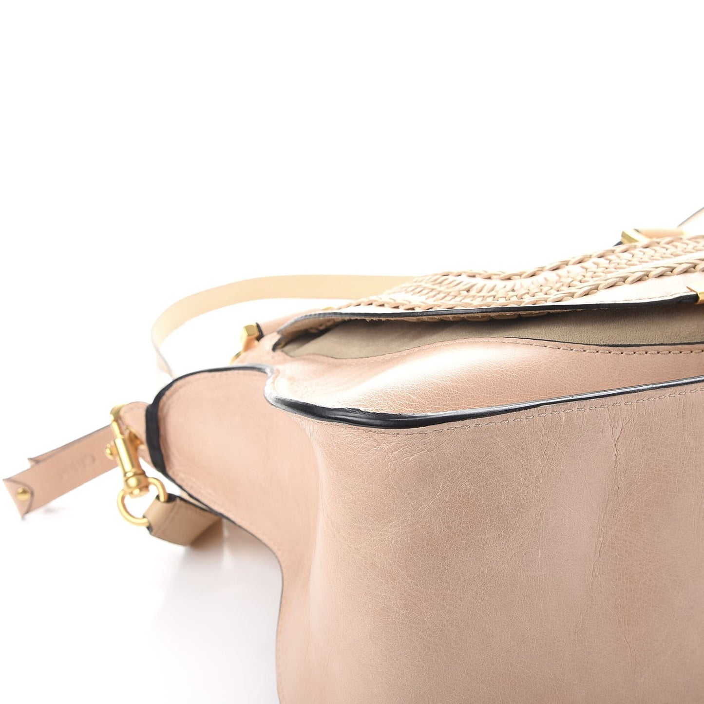 Calfskin Braided Medium Marcie Satchel Powder Beige