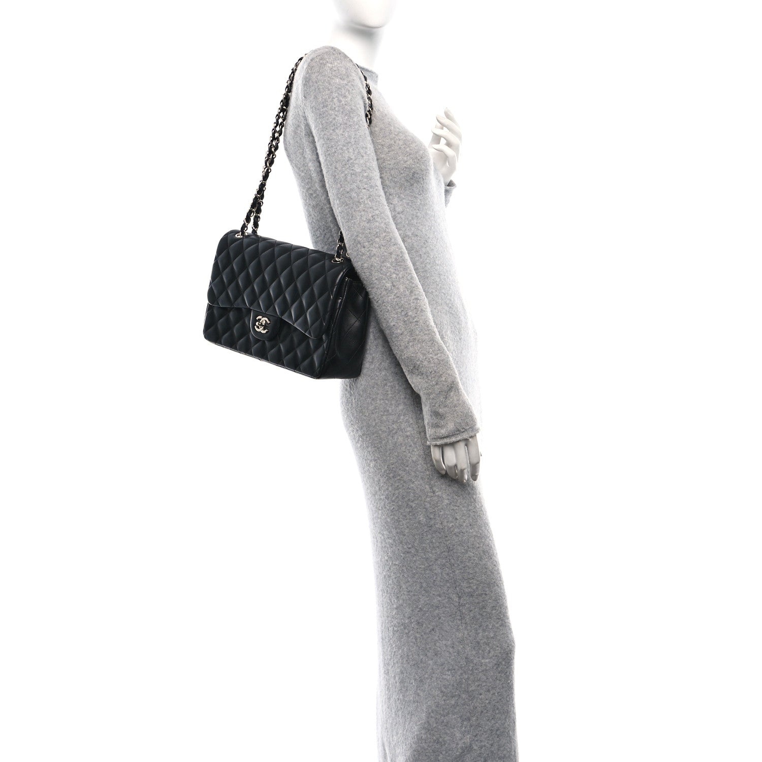 Chanel Lambskin Quilted Jumbo Double Flap Black 2 of 13