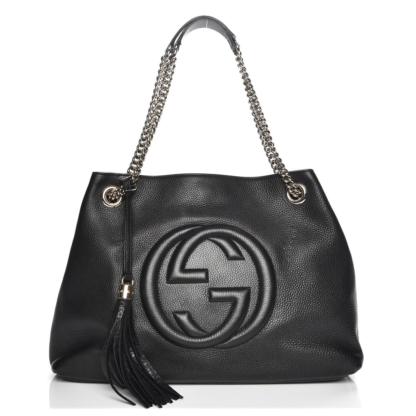 Pebbled Calfskin Medium Soho Chain Shoulder Bag Black