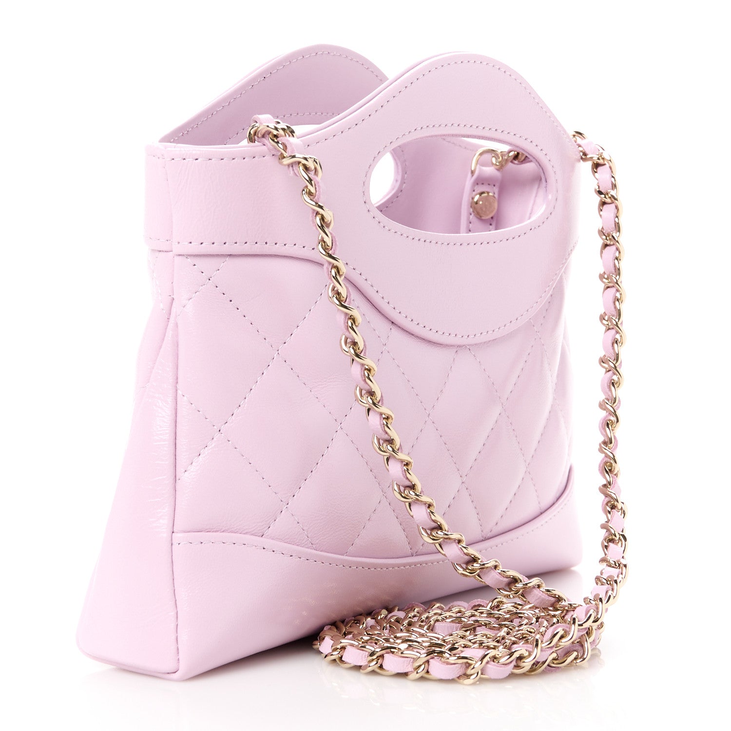 Chanel Shiny Crumpled Calfskin Quilted Nano 31 Shopping Bag Light Pink 3 of 11