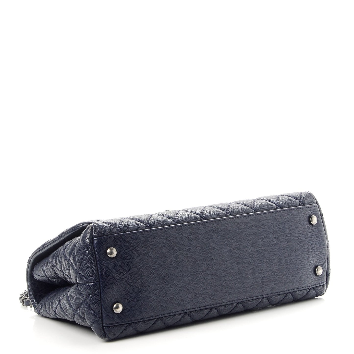 Caviar Quilted Small Coco Handle Flap Navy