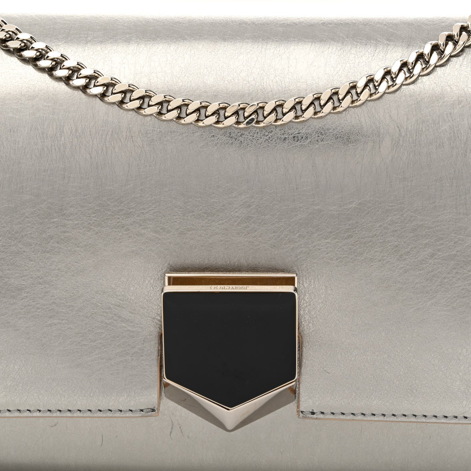 Jimmy Choo Smooth Calfskin Lockett City Shoulder Bag Silver 7 of 9