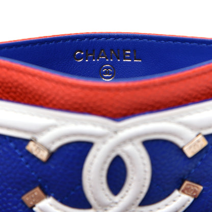 Chanel Caviar Quilted Filigree Card Holder Blue White Red 6 of 8
