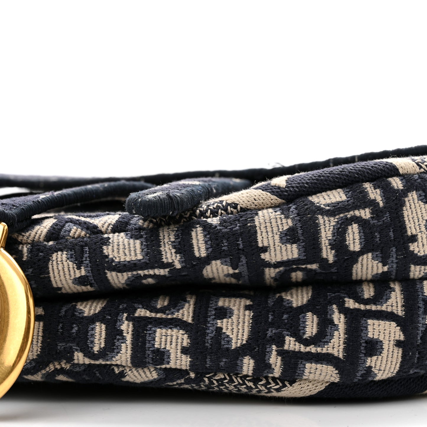 Oblique Embroidered Saddle Bag Blue