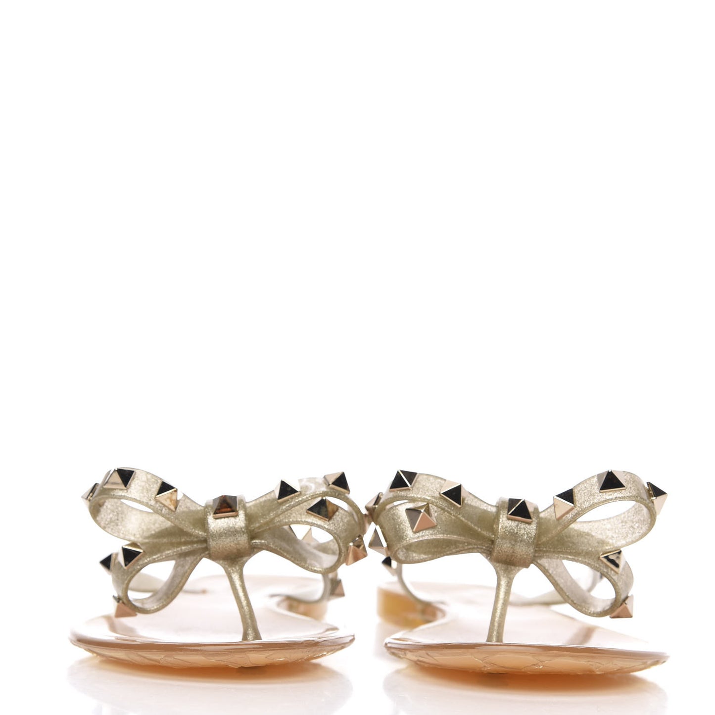 PVC Jelly Glitter Rockstud Bow Thong Sandals 36 Oro