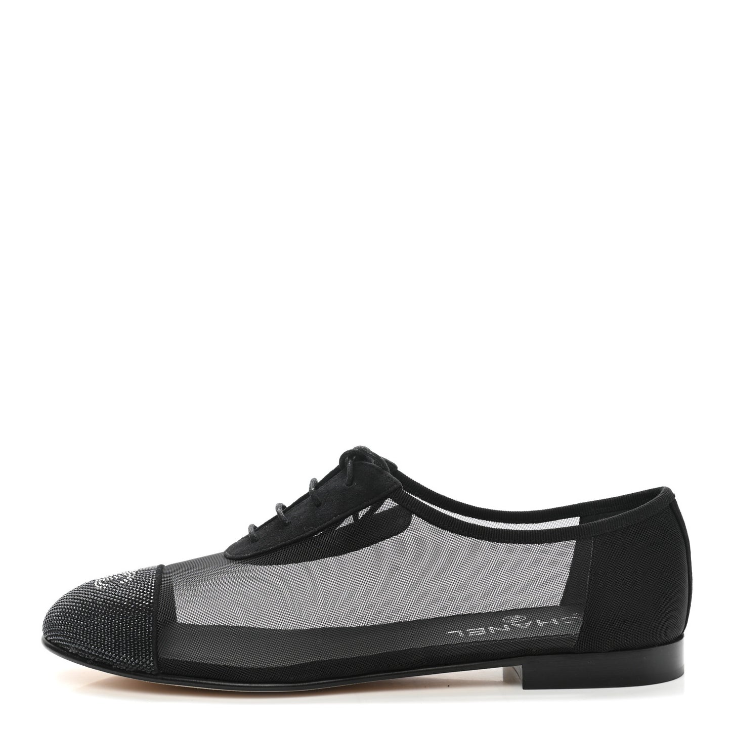 Calfskin Mesh Cap Toe CC Lace Up Oxford 39 Black