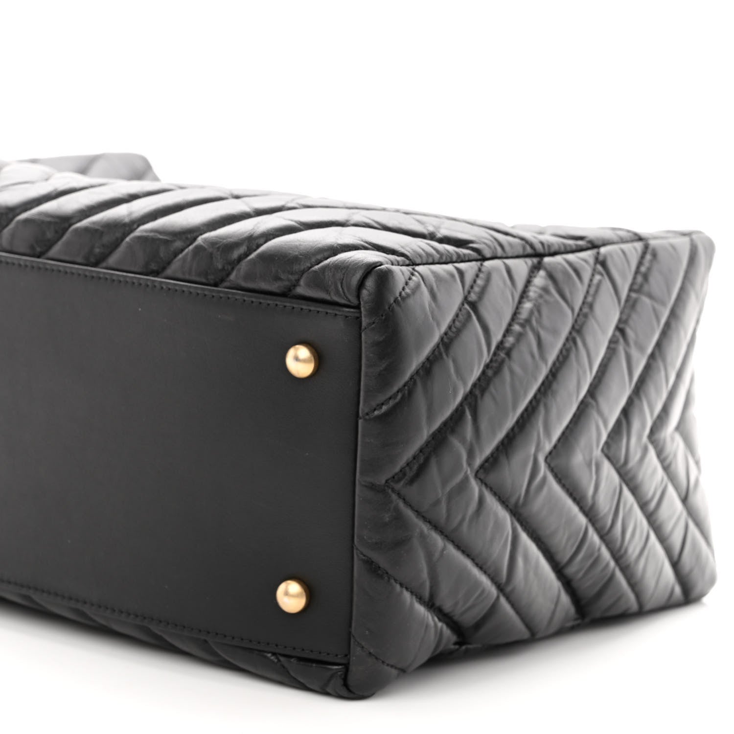 Chanel Aged Calfskin Chevron Coco Handle Shopping Tote Black 11 of 11
