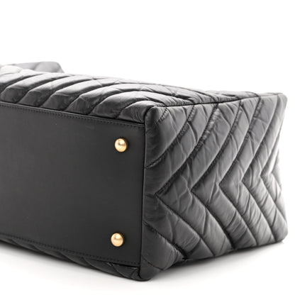Chanel Aged Calfskin Chevron Coco Handle Shopping Tote Black 11 of 11