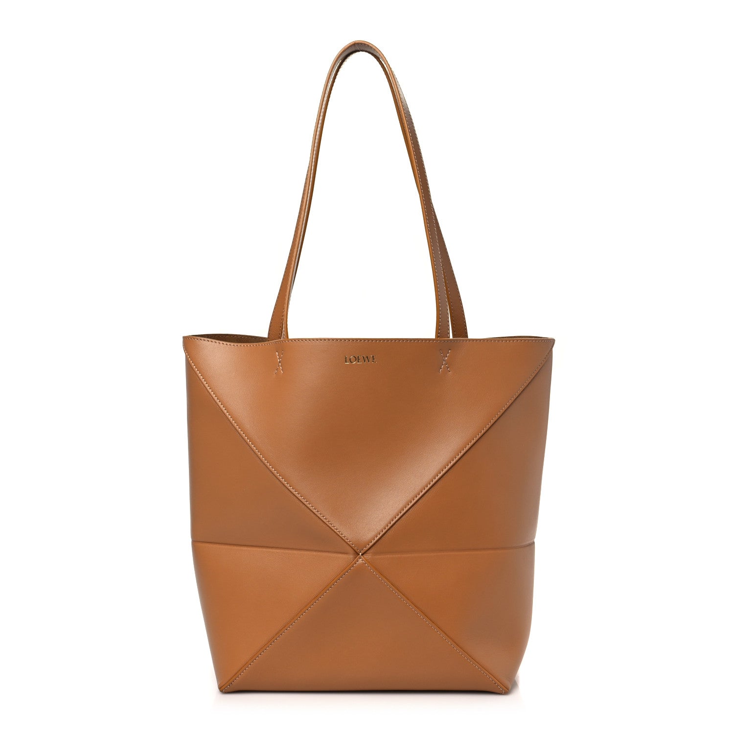 Loewe Shiny Calfskin Medium Puzzle Fold Tote Warm Desert 1 of 8