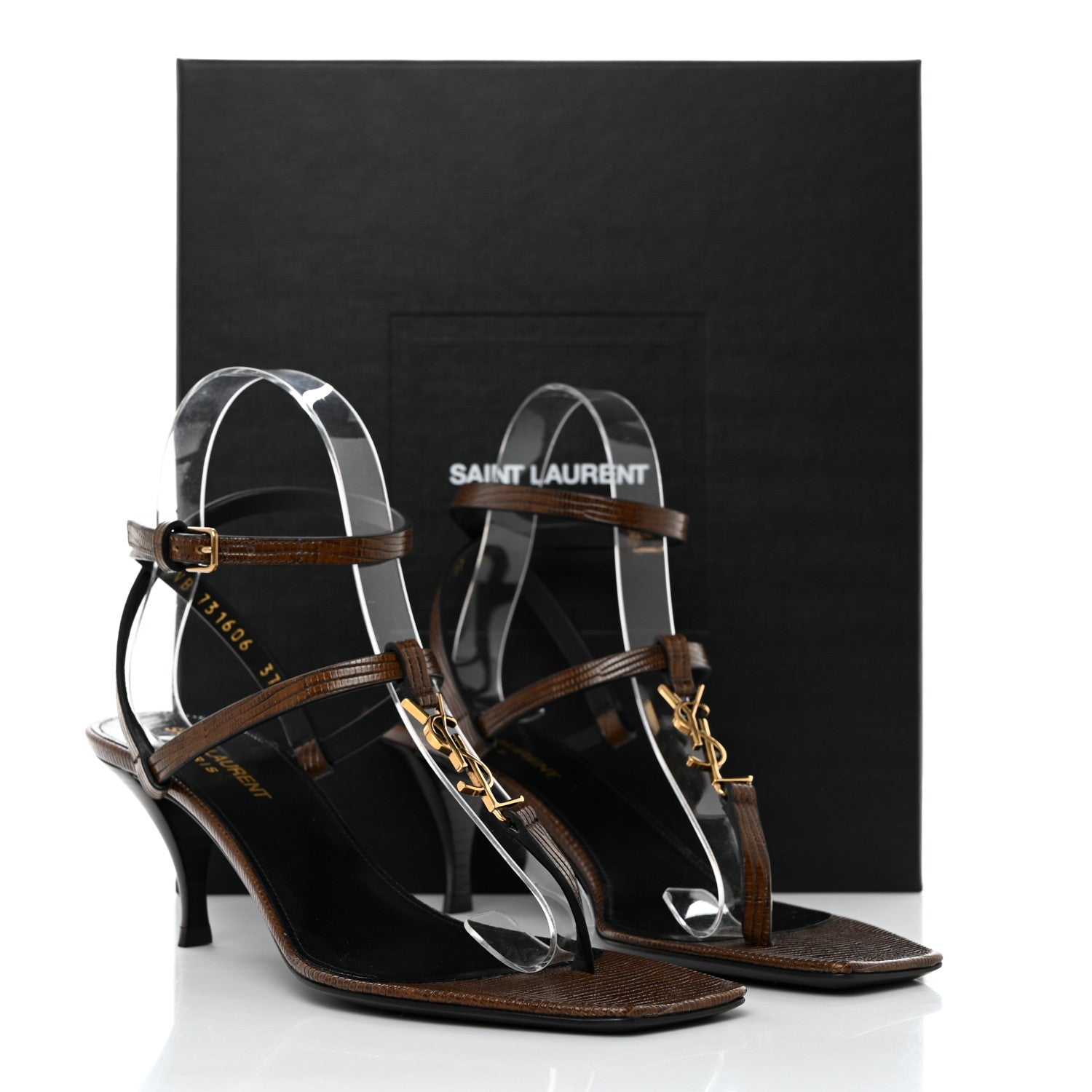 Saint Laurent Calfskin Cassandra 60 Sandals 37 Macadamia Brown 9 of 9