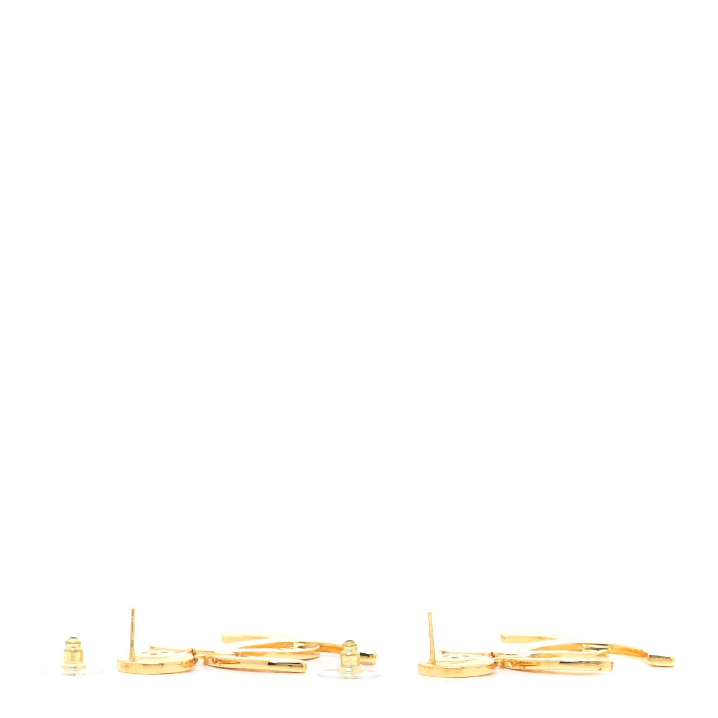 Metal Large Paris Button Earrings Gold