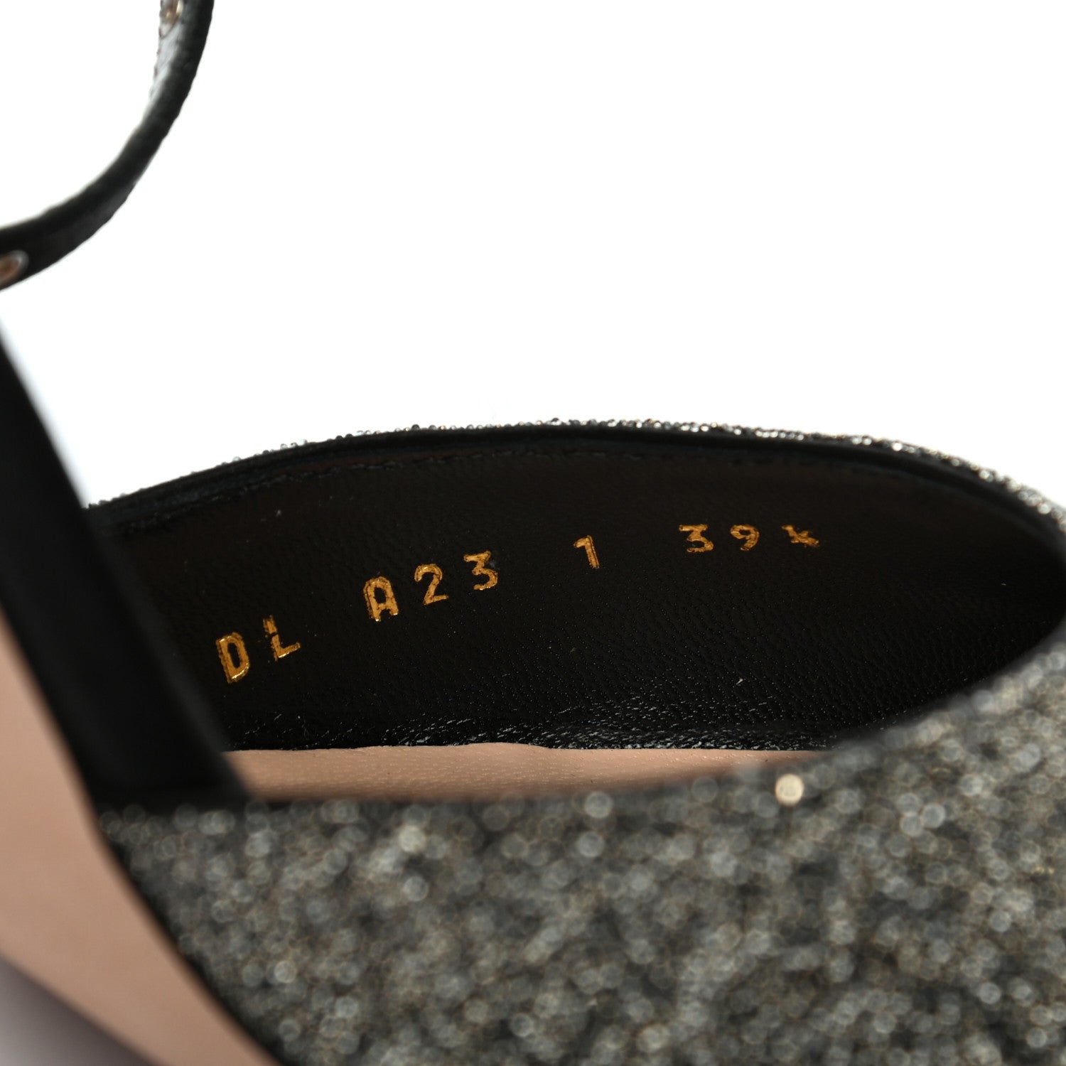 Valentino Garavani Glitter Calfskin Ankle Strap Pumps 39.5 Black 8 of 8