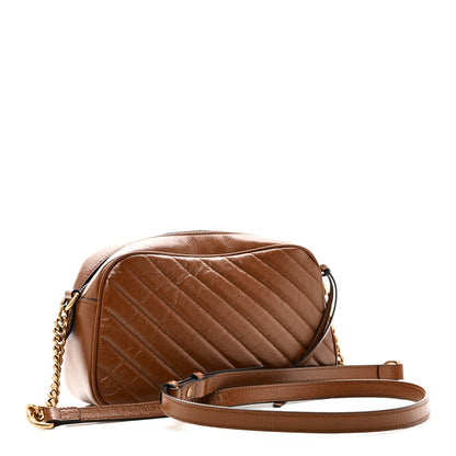 Gucci Glazed Calfskin Matelasse Diagonal Small GG Marmont Chain Shoulder Bag Cuir 3 of 10