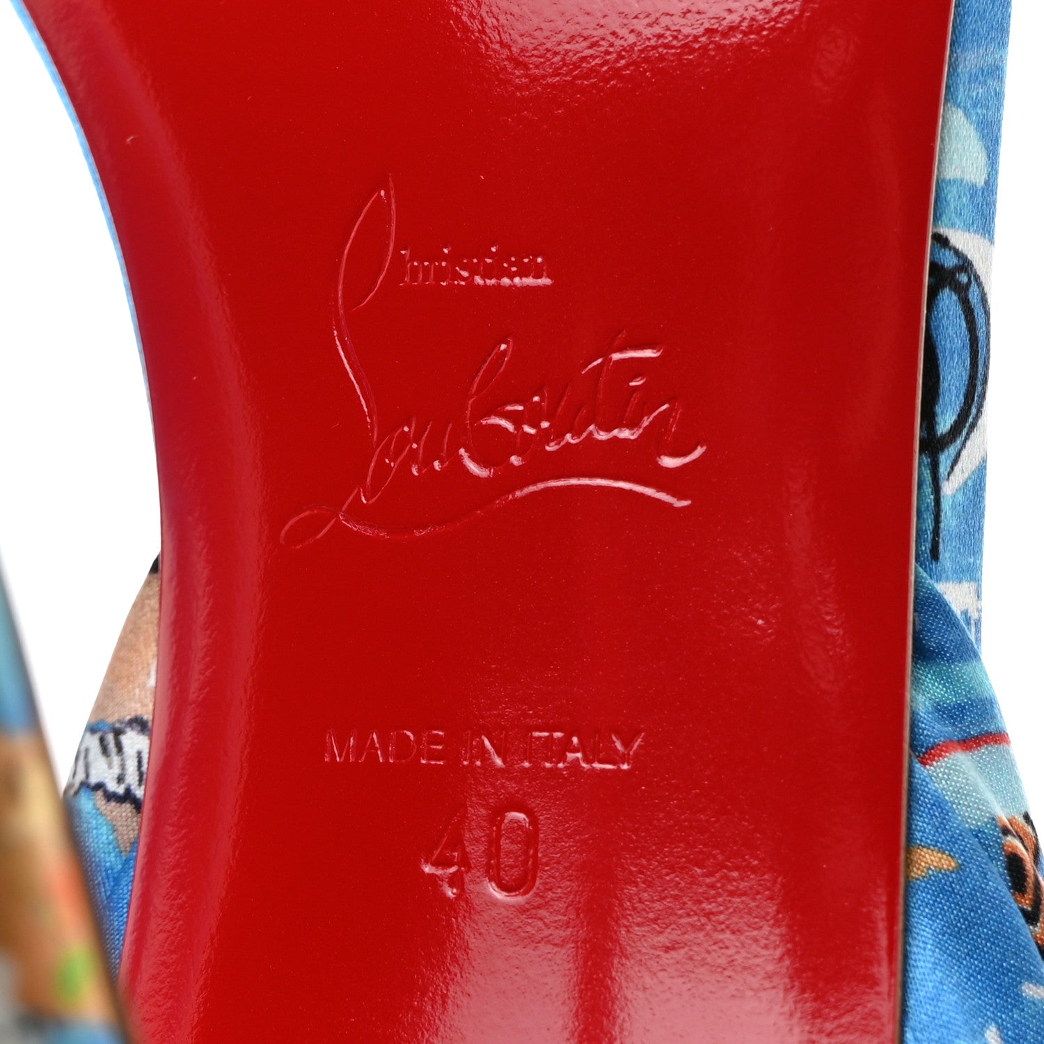 Christian Louboutin Crepe Satin Greekaba Du Desert 100 Sandal 40 Blue Multicolor 7 of 8