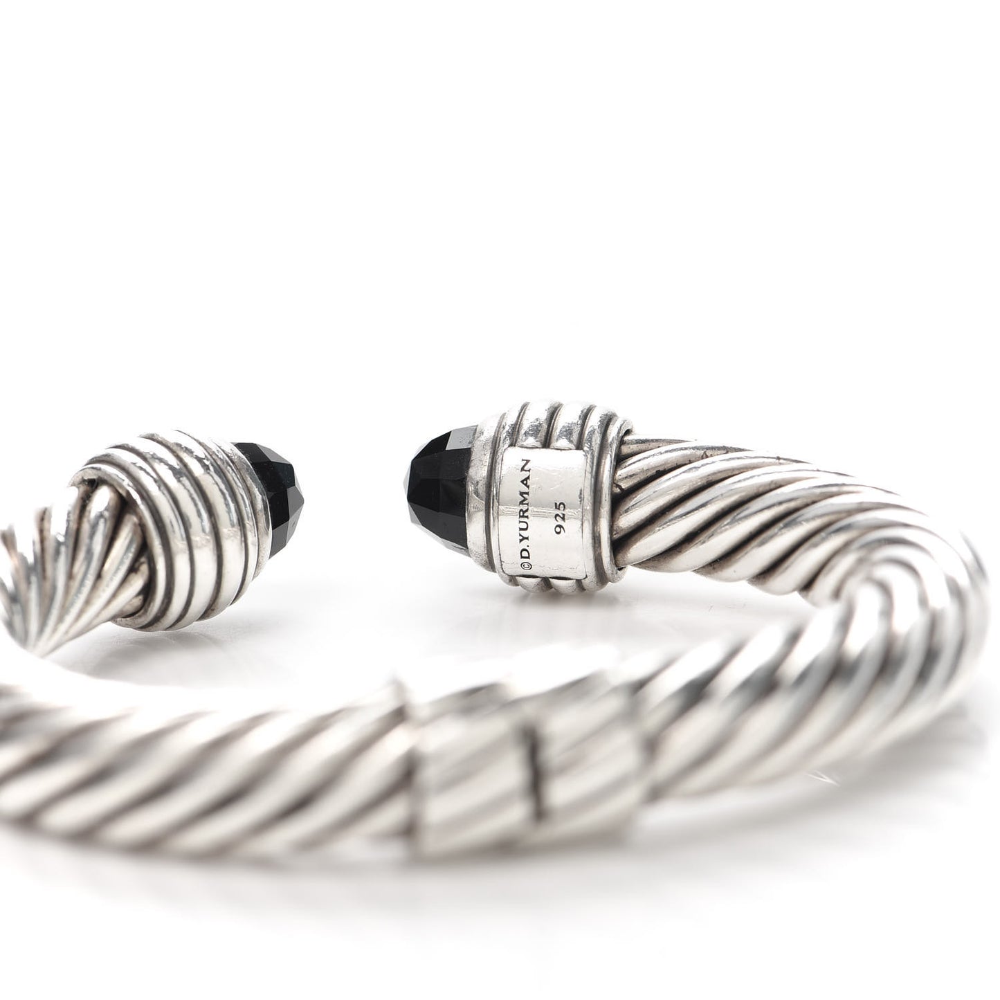 Sterling Silver Black Onyx 10mm Cable Classics Hinged Bracelet